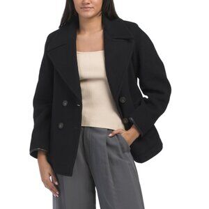 VINCE Black Wool Blend Slofty Belted Jacket